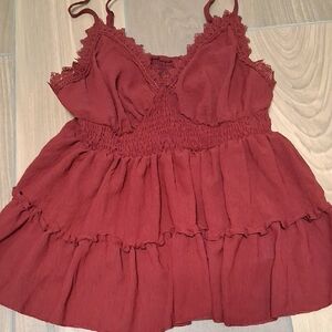 Women's Lace Trimmed Rust Top